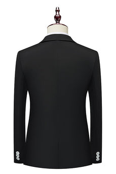 Gekerbtes Revers Slim Fit Business Blazer mit einem Knopf in Schwarz für Herren