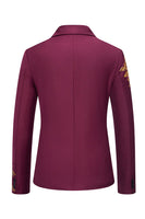 Laden Sie das Bild in den Galerie-Viewer, Burgunderfarbener Herrenblazer mit Blumendruck und einem Knopf und gekerbtem Revers