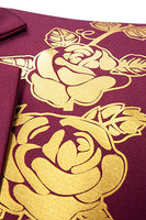 Laden Sie das Bild in den Galerie-Viewer, Burgunderfarbener Herrenblazer mit Blumendruck und einem Knopf und gekerbtem Revers