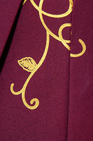 Laden Sie das Bild in den Galerie-Viewer, Burgunderfarbener Herrenblazer mit Blumendruck und einem Knopf und gekerbtem Revers