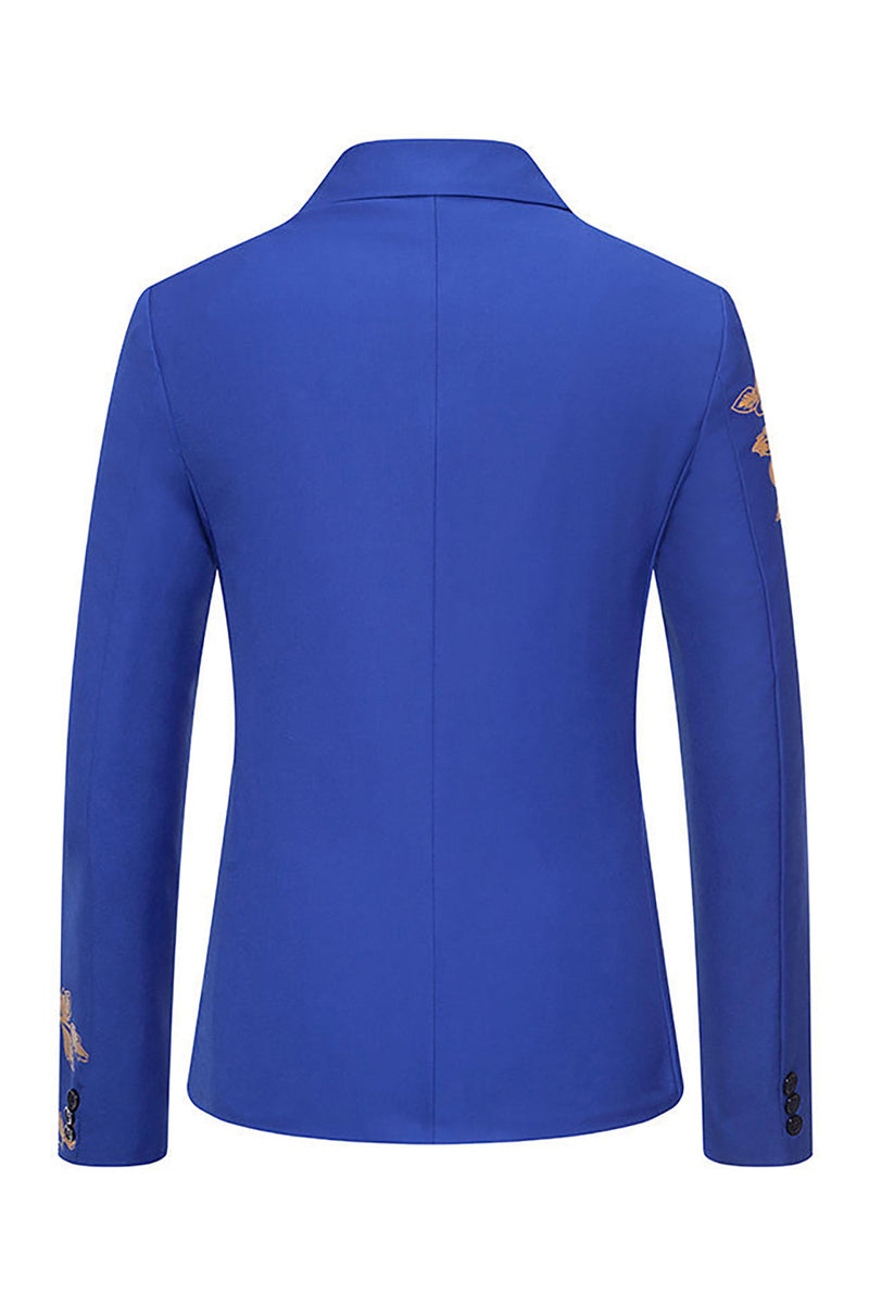 Laden Sie das Bild in den Galerie-Viewer, Burgunderfarbener Herrenblazer mit Blumendruck und einem Knopf und gekerbtem Revers