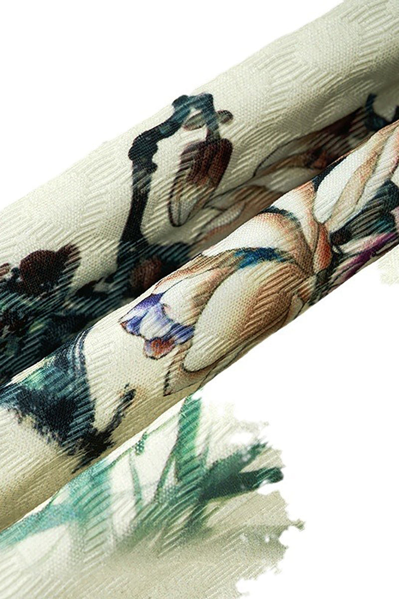 Laden Sie das Bild in den Galerie-Viewer, Elfenbein Blumen Slim-Fit Hochzeitsblazer mit einem Knopf und gekerbtem Revers für Herren