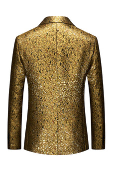 Glitzernder Goldener Ballblazer mit gekerbtem Revers und einem Knopf für Herren
