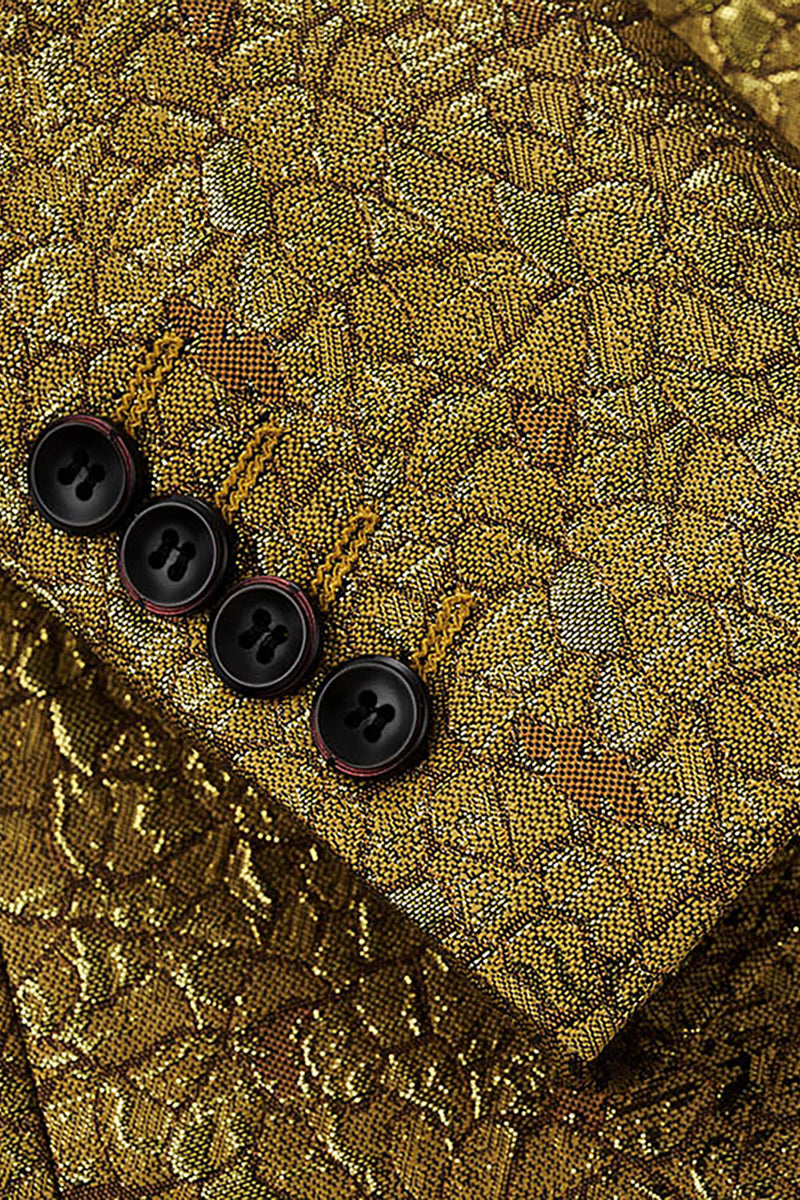 Laden Sie das Bild in den Galerie-Viewer, Glitzernder Goldener Ballblazer mit gekerbtem Revers und einem Knopf für Herren