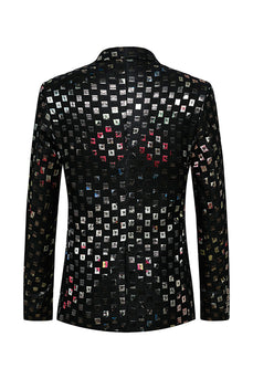 Glitzernder Karierter Herrenblazer mit gekerbtem Revers und einem Knopf