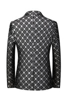 Laden Sie das Bild in den Galerie-Viewer, Schwarzer Karierter Herrenblazer mit gekerbtem Revers und einem Knopf