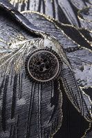 Laden Sie das Bild in den Galerie-Viewer, Herren Jacquard Schwarzer Partyblazer mit gekerbtem Revers und einem Knopf