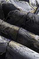 Laden Sie das Bild in den Galerie-Viewer, Herren Jacquard Schwarzer Partyblazer mit gekerbtem Revers und einem Knopf