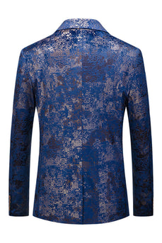 Blauer bedruckter Ballblazer mit gekerbtem Revers für Herren