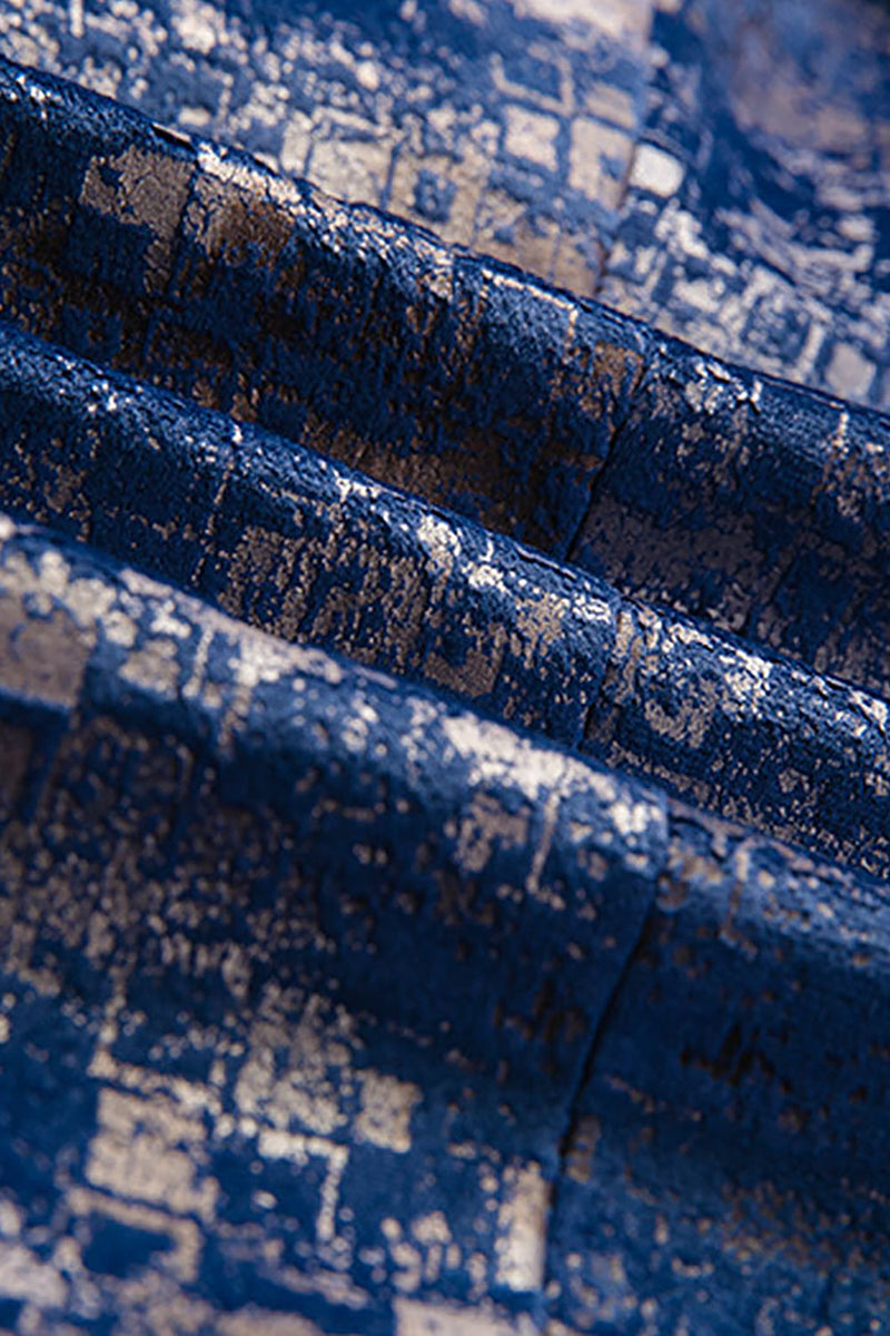 Laden Sie das Bild in den Galerie-Viewer, Blauer bedruckter Ballblazer mit gekerbtem Revers für Herren