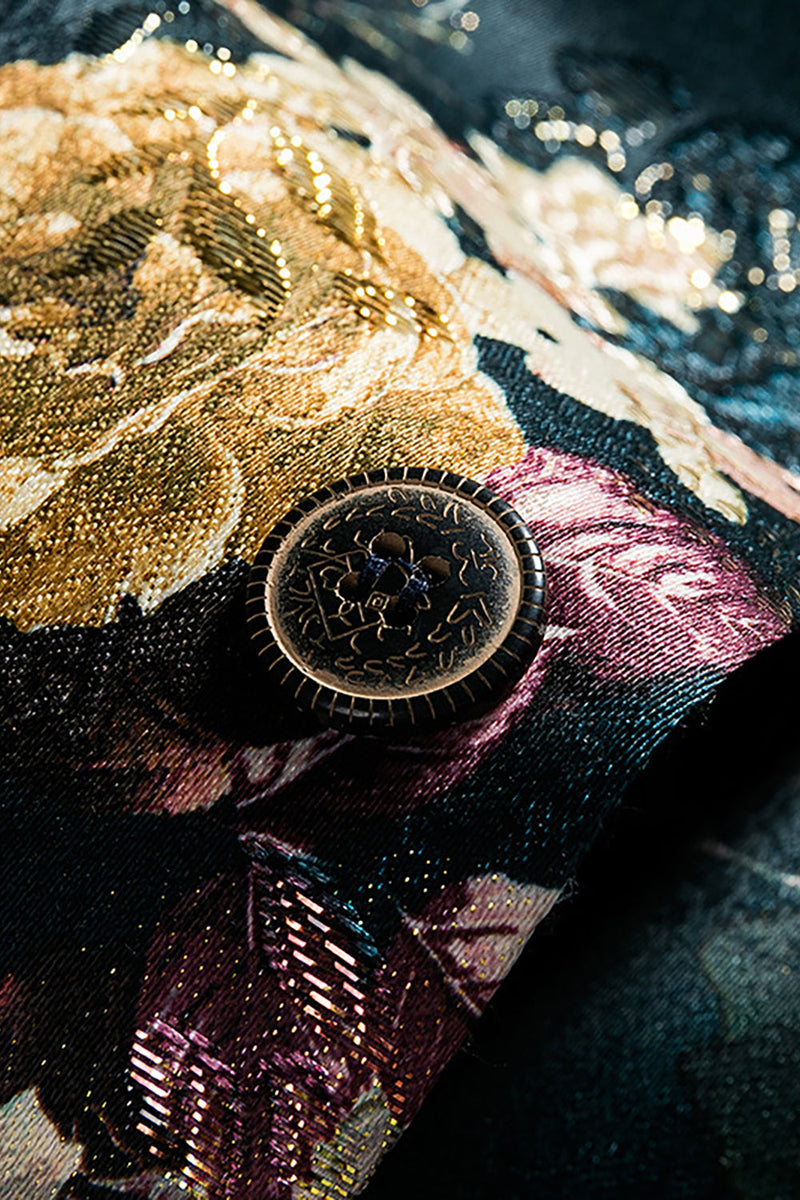 Laden Sie das Bild in den Galerie-Viewer, Blumen Bedruckter Herrenblazer mit gekerbtem Revers