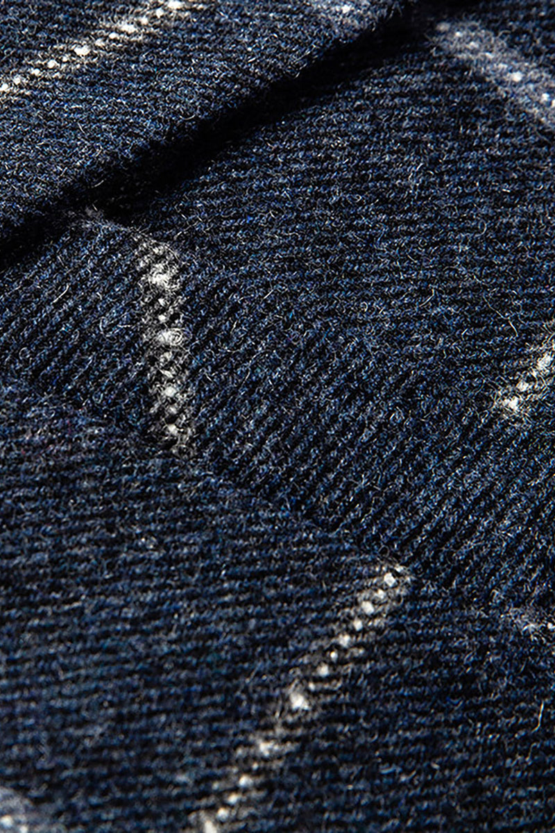 Laden Sie das Bild in den Galerie-Viewer, Dunkelblau Karierter Herrenblazer mit gekerbtem Revers und Taschen