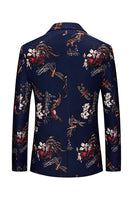 Laden Sie das Bild in den Galerie-Viewer, Schwarzer Bedruckter Ballblazer mit Blumenmuster und gekerbtem Revers