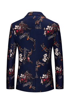 Schwarzer Bedruckter Ballblazer mit Blumenmuster und gekerbtem Revers