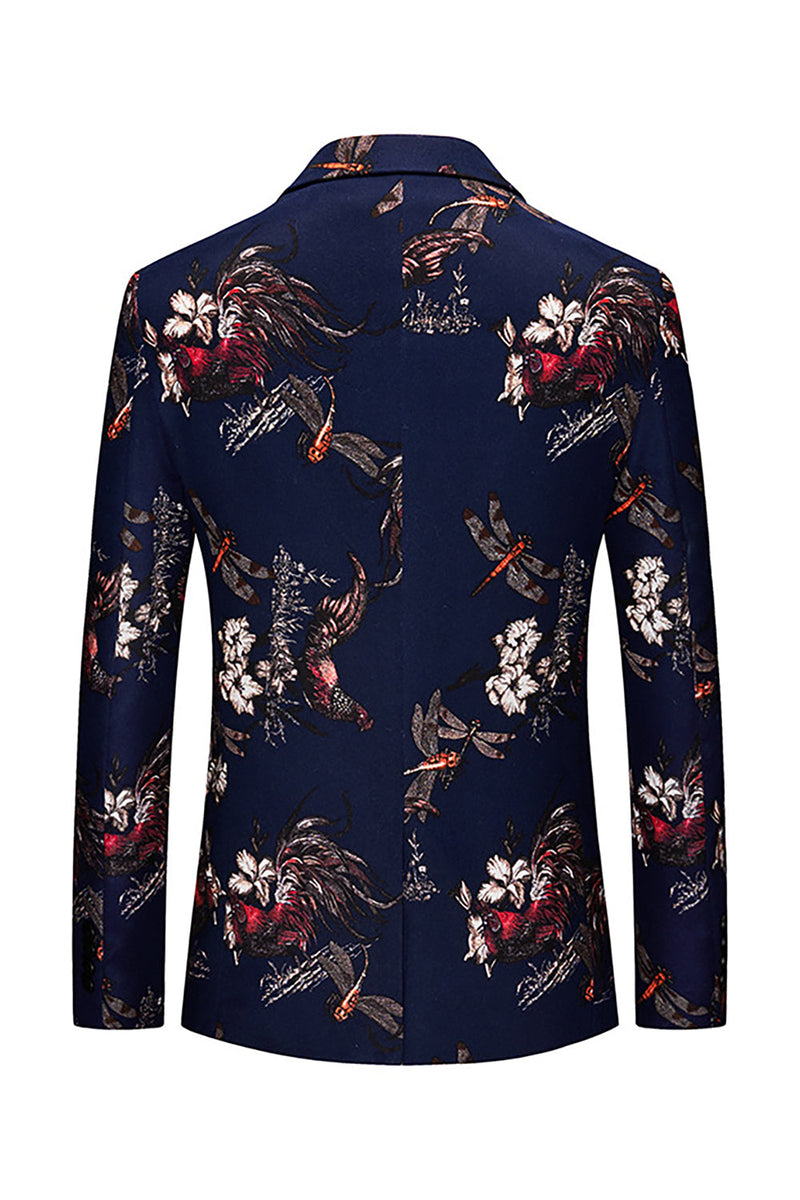 Laden Sie das Bild in den Galerie-Viewer, Schwarzer Bedruckter Ballblazer mit Blumenmuster und gekerbtem Revers