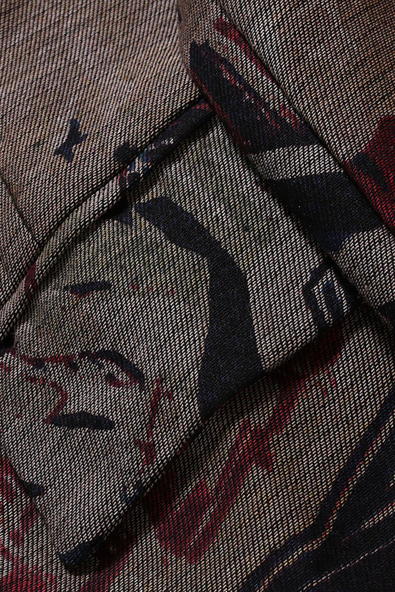 Laden Sie das Bild in den Galerie-Viewer, Herren Dunkelkaffee Blazer mit gekerbtem Revers mit Taschen