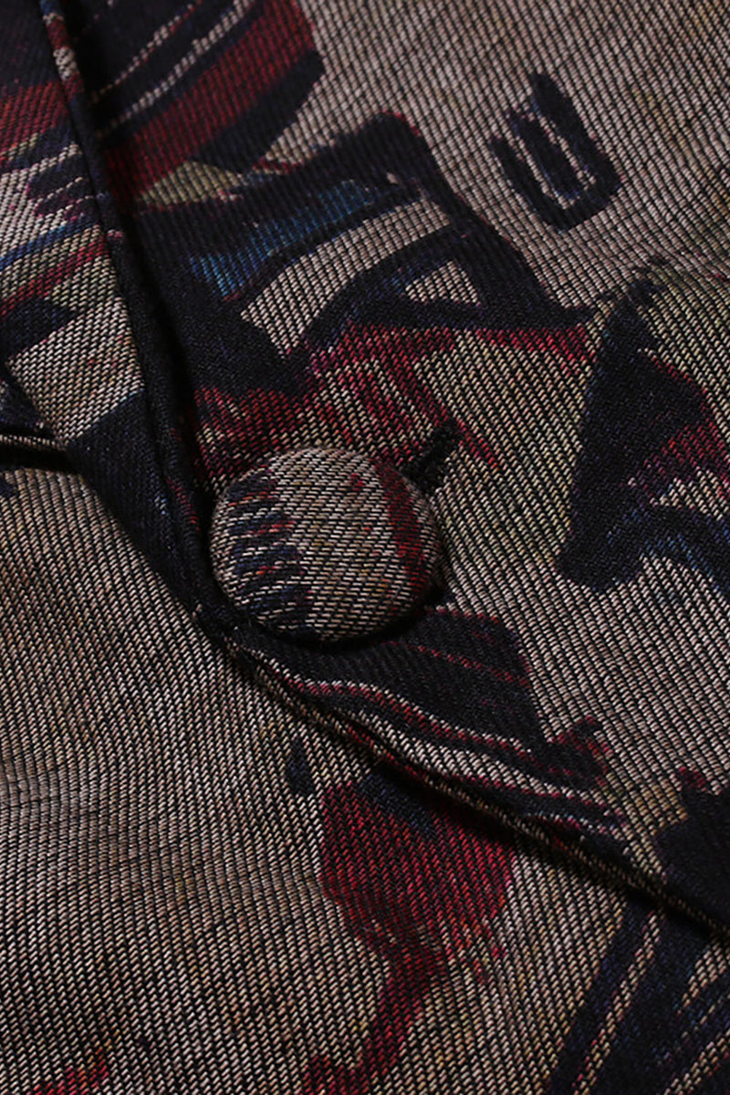 Laden Sie das Bild in den Galerie-Viewer, Herren Dunkelkaffee Blazer mit gekerbtem Revers mit Taschen