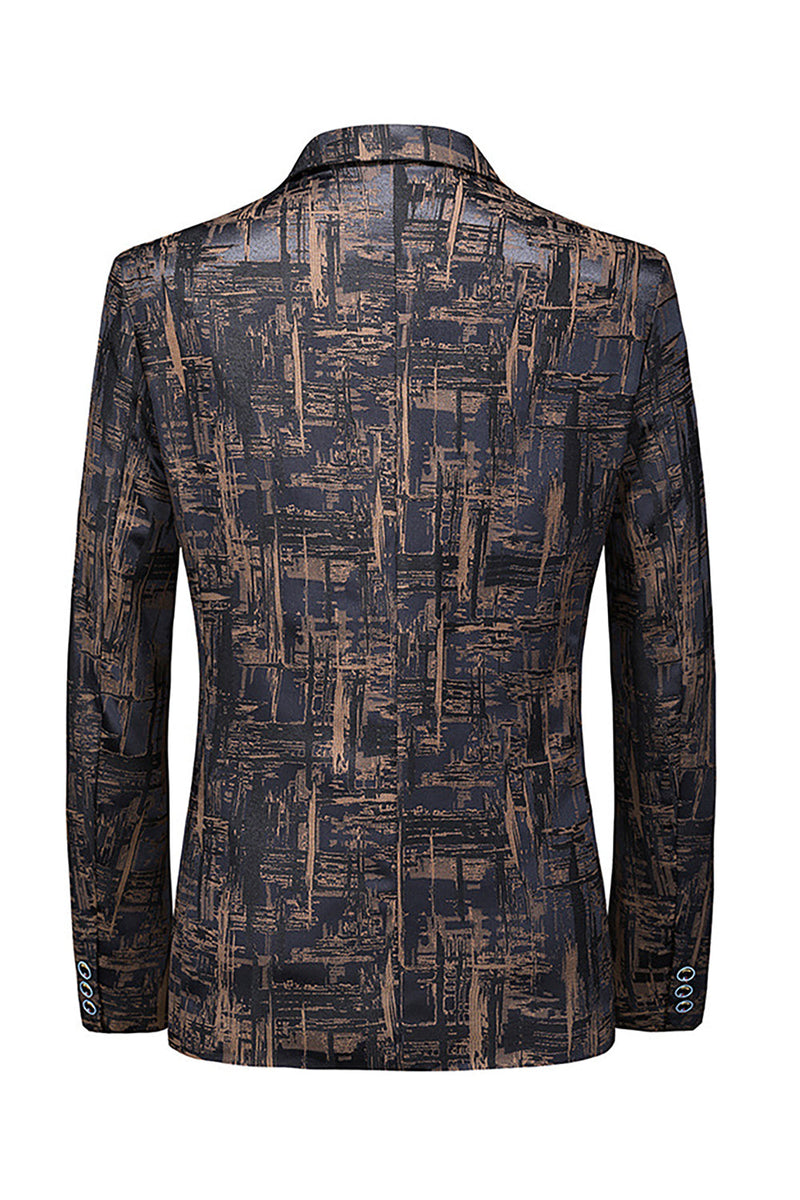 Laden Sie das Bild in den Galerie-Viewer, Dunkelkaffee Slim Fit Herren-Blazer mit gekerbtem Revers