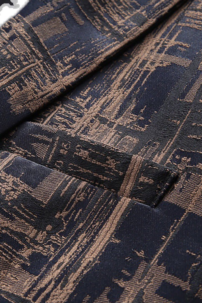 Laden Sie das Bild in den Galerie-Viewer, Dunkelkaffee Slim Fit Herren-Blazer mit gekerbtem Revers