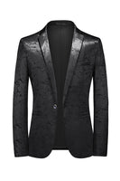 Laden Sie das Bild in den Galerie-Viewer, Schwarzer Herrenblazer mit einem Knopf und Taschen mit gekerbtem Revers
