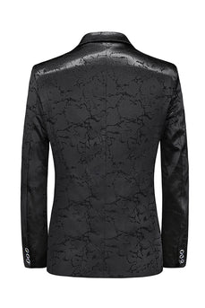 Schwarzer Herrenblazer mit einem Knopf und Taschen mit gekerbtem Revers