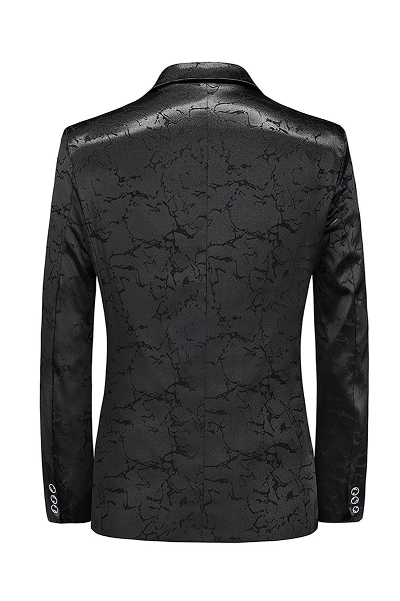 Laden Sie das Bild in den Galerie-Viewer, Schwarzer Herrenblazer mit einem Knopf und Taschen mit gekerbtem Revers