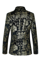 Laden Sie das Bild in den Galerie-Viewer, Schwarz Golden Jacquard Schal Revers Ein Knopf Herren Smoking Blazer