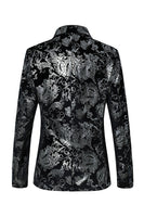 Laden Sie das Bild in den Galerie-Viewer, Schwarz Golden Jacquard Schal Revers Ein Knopf Herren Smoking Blazer