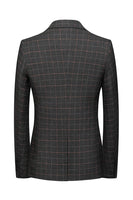 Laden Sie das Bild in den Galerie-Viewer, Dunkelgrauer Karierter Blazer mit gekerbtem Revers für Herren