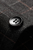 Laden Sie das Bild in den Galerie-Viewer, Dunkelgrauer Karierter Blazer mit gekerbtem Revers für Herren