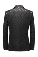 Laden Sie das Bild in den Galerie-Viewer, Schwarz Bedruckte Gekerbte Reverstaschen Herrenblazer