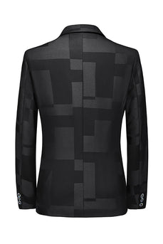 Schwarzer Herrenblazer mit gekerbtem Revers und einem Knopf