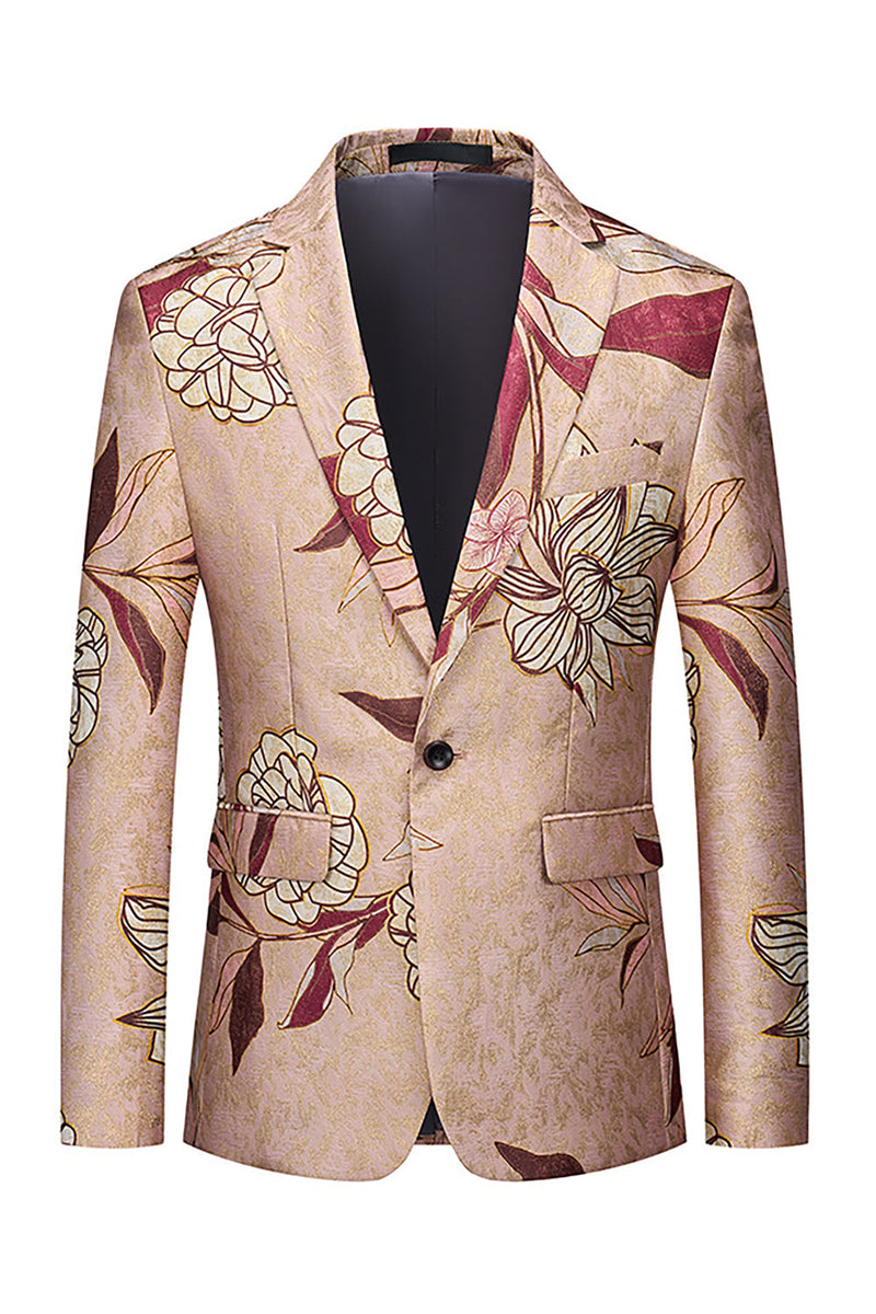 Laden Sie das Bild in den Galerie-Viewer, Herren Ballblazer mit Blumendruck und gekerbtem Revers