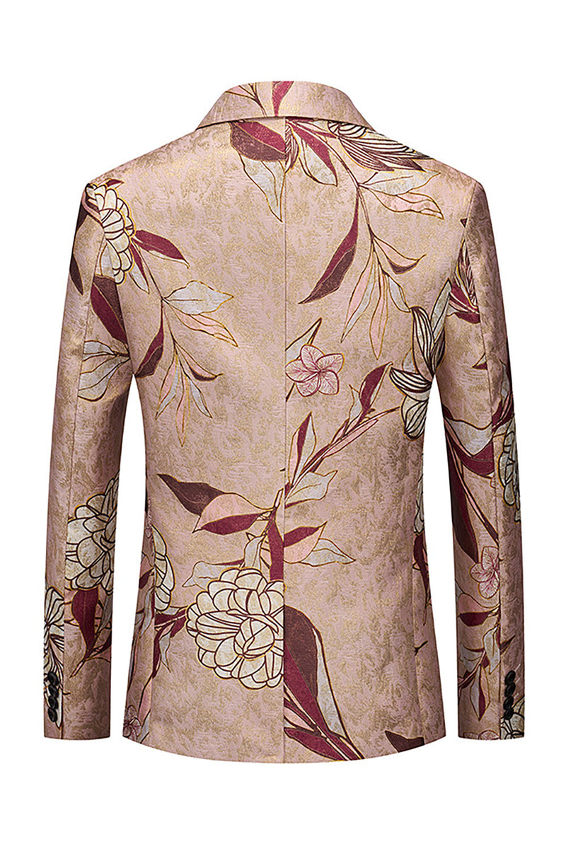 Laden Sie das Bild in den Galerie-Viewer, Herren Ballblazer mit Blumendruck und gekerbtem Revers