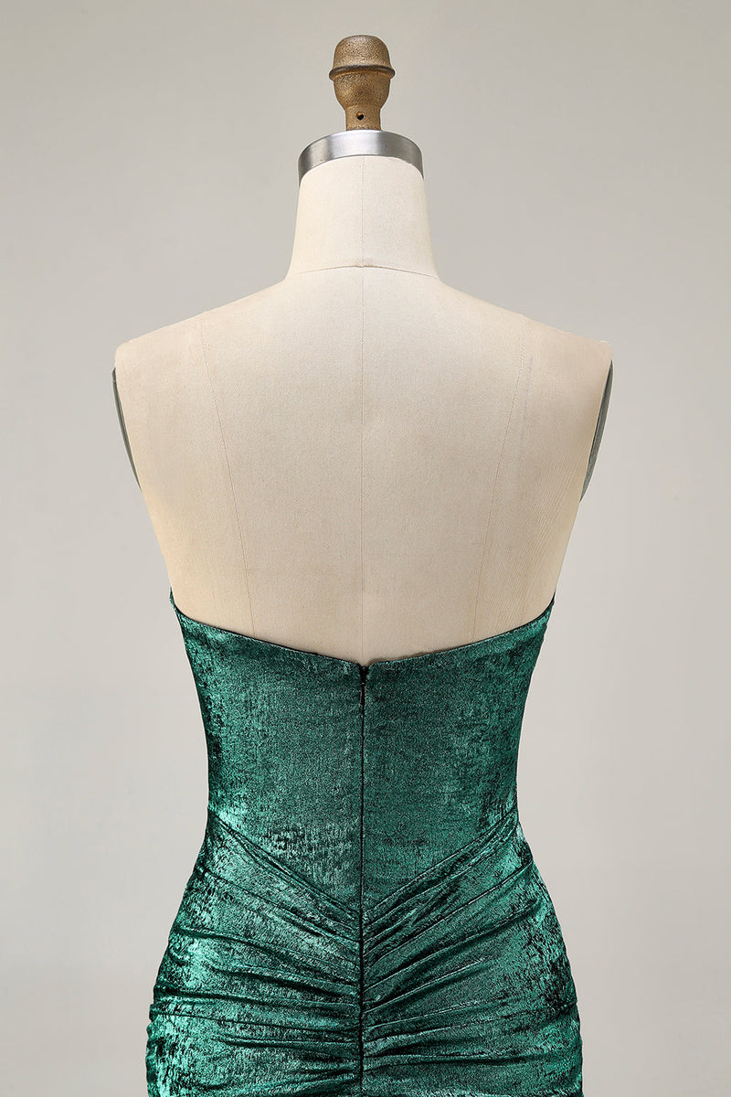 Laden Sie das Bild in den Galerie-Viewer, Golden Bodycon Trägerloses Kurzes Cocktailkleid mit Perlen