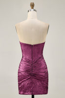 Laden Sie das Bild in den Galerie-Viewer, Golden Bodycon Trägerloses Kurzes Cocktailkleid mit Perlen