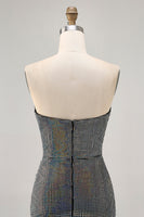 Laden Sie das Bild in den Galerie-Viewer, Funkelndes Schwarzes Trägerloses Enges Kurzes Cocktailkleid mit Pailletten