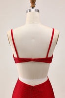 Laden Sie das Bild in den Galerie-Viewer, Schickes Rotes Figurbetontes Cocktailkleid mit Perlenausschnitt