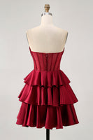 Laden Sie das Bild in den Galerie-Viewer, Dunkelgrünes Trägerloses Korsett Korsett Cocktailkleid in A-Linie mit Perlen