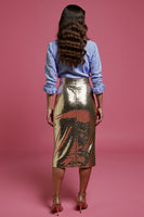 Laden Sie das Bild in den Galerie-Viewer, Blaues und Goldenes Bodycon 2-teiliges Pailletten Urlaubskleid mit Schlitz