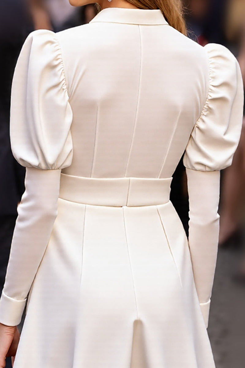 Laden Sie das Bild in den Galerie-Viewer, Glitzerndes Weißes Bodycon Arbeitskleid mit Pailletten und Ärmeln