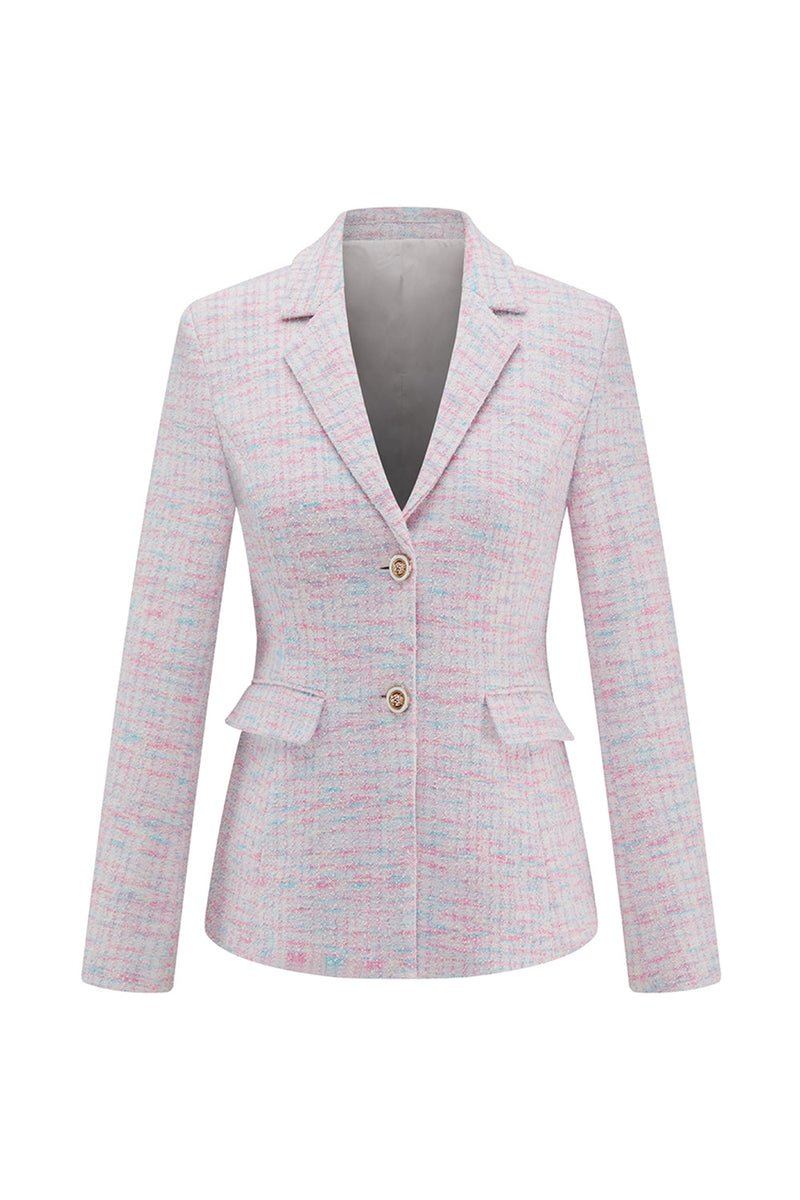 Laden Sie das Bild in den Galerie-Viewer, Hellrosa 2-teilige Party Outfits aus Tweed mit Fransen