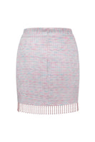 Laden Sie das Bild in den Galerie-Viewer, Hellrosa 2-teilige Party Outfits aus Tweed mit Fransen