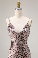 Laden Sie das Bild in den Galerie-Viewer, Meerjungfrauen Goldenes Leopard Spaghettiträger Langes Abschlussballkleid mit Schlitz