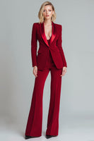 Laden Sie das Bild in den Galerie-Viewer, Rote 2-teilige Schal Revers taillierte Damenanzüge