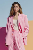 Laden Sie das Bild in den Galerie-Viewer, Rosa 2-teilige Einreihige Damenanzüge aus Satin mit Taschen