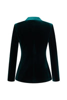 Laden Sie das Bild in den Galerie-Viewer, Dunkelgrüner Samt 2 Stück Peak Revers Damen Anzüge