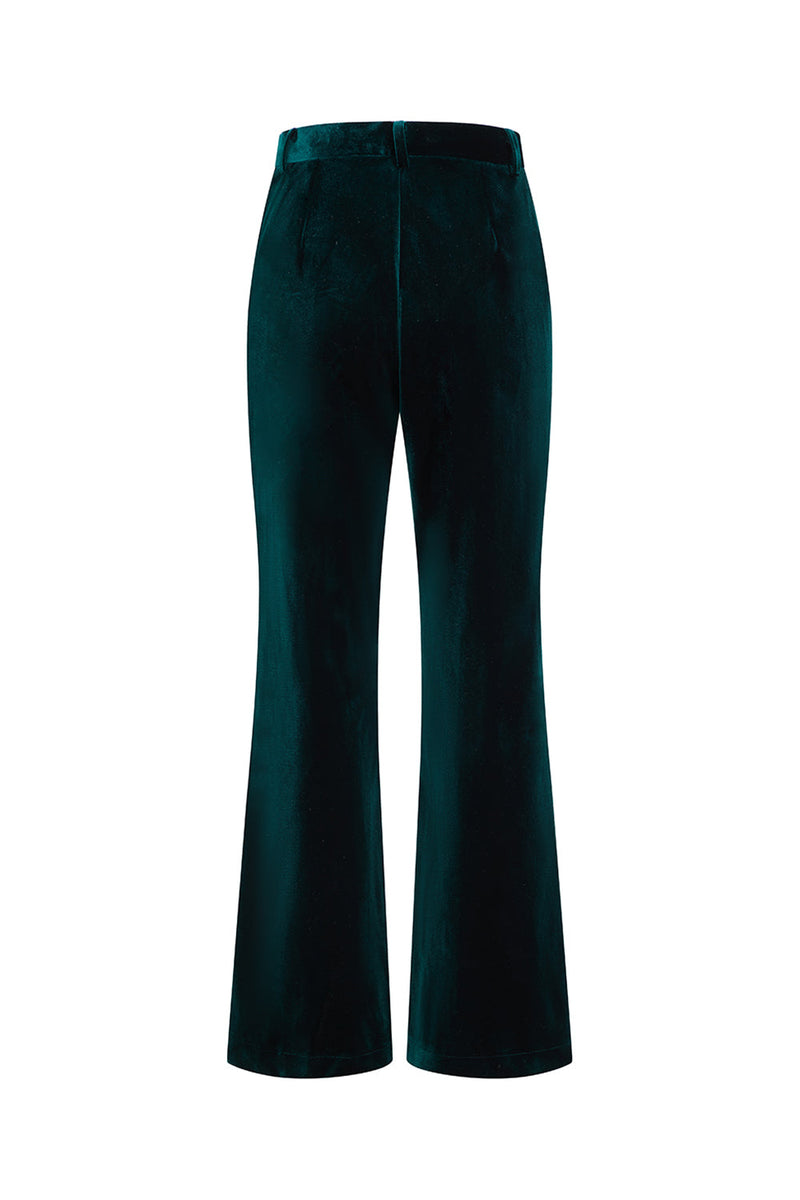 Laden Sie das Bild in den Galerie-Viewer, Dunkelgrün Peak Revers 2-teilige zweireihige Damen Ballanzüge aus Samt