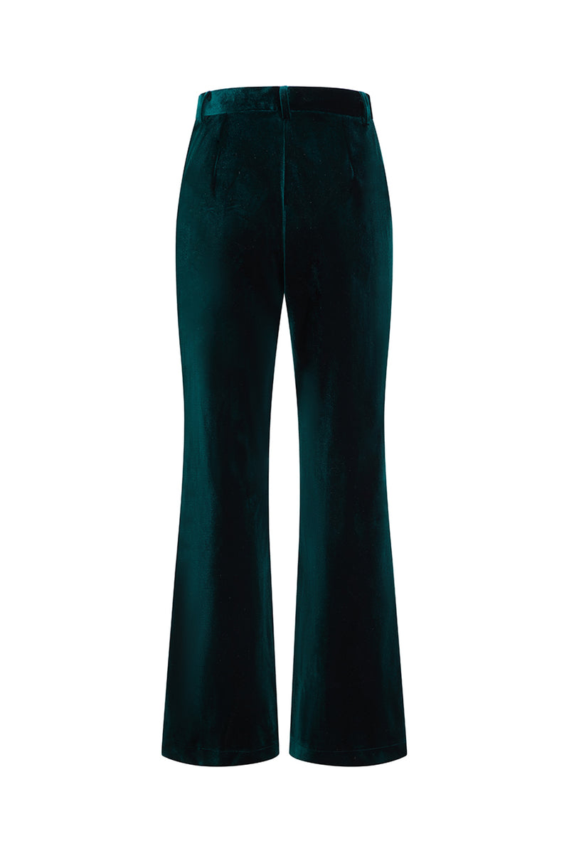 Laden Sie das Bild in den Galerie-Viewer, Dunkelgrüner Samt 2 Stück Peak Revers Damen Anzüge