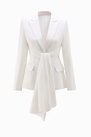 Laden Sie das Bild in den Galerie-Viewer, Weiße 2-teilige Business-Anzüge mit gerafftem Revers und Schärpe